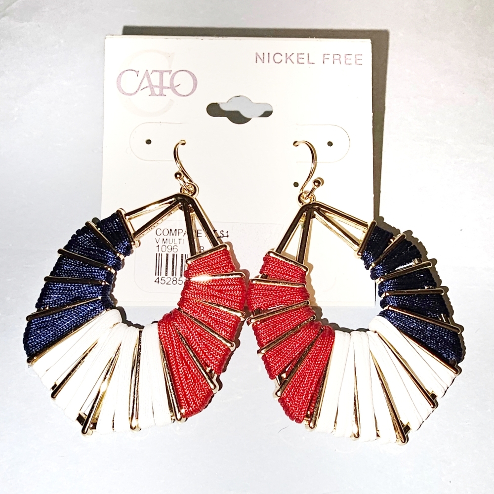 New CATO Patriotic Wrapped Statement Earrings
